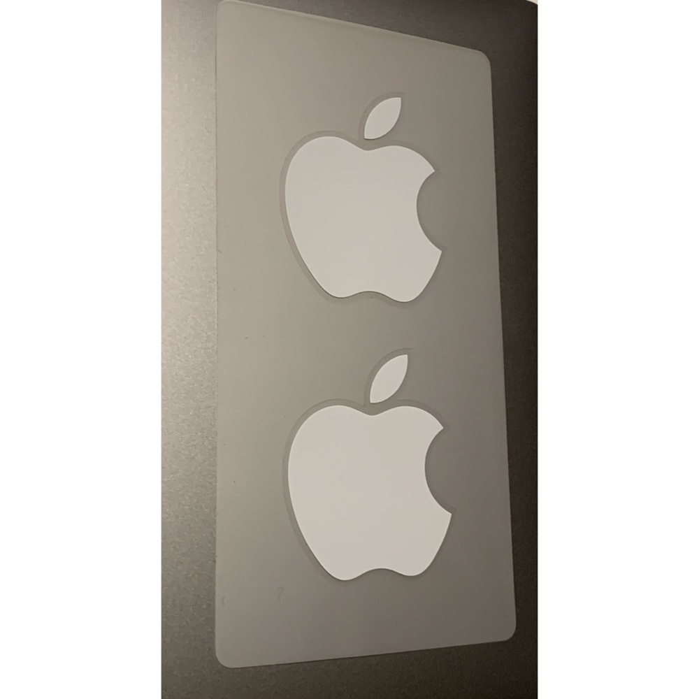 New Two Apple Logo Stickers, Medium Size, White